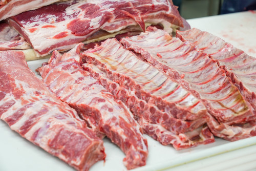 The image of a pile of pork ribs