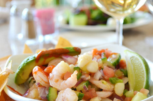 The image shows a dish of Ceviche