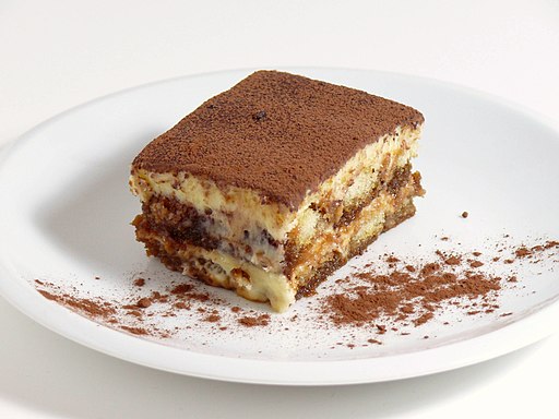 The image shows Tiramisu cake on the dish